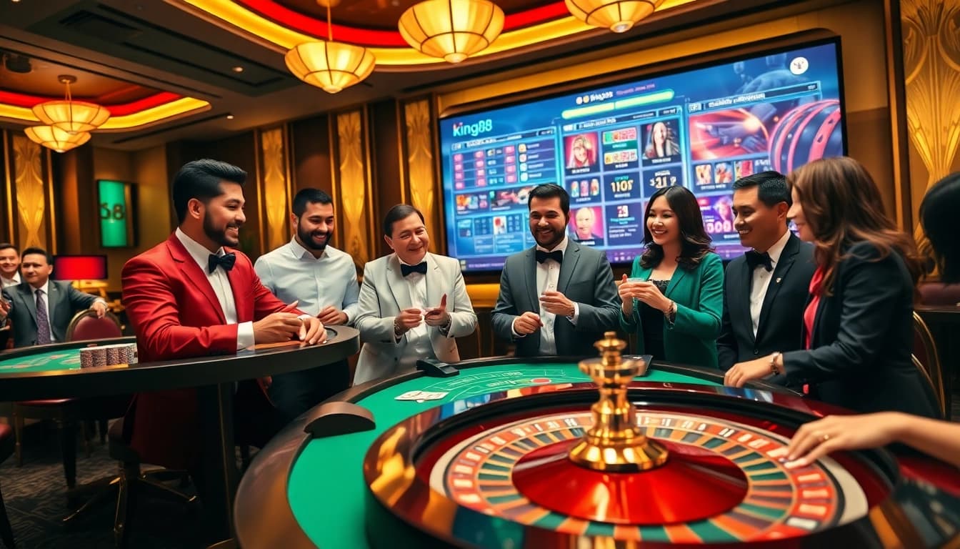 Experience the excitement of king88 with vibrant casino tables, advanced gaming interfaces, and joyful players.
