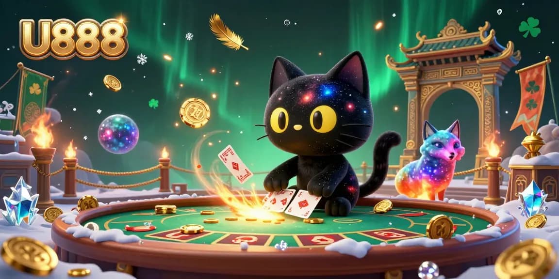 Experience thrilling gameplay with U888, featuring cosmic elements, golden chips, and vibrant characters.