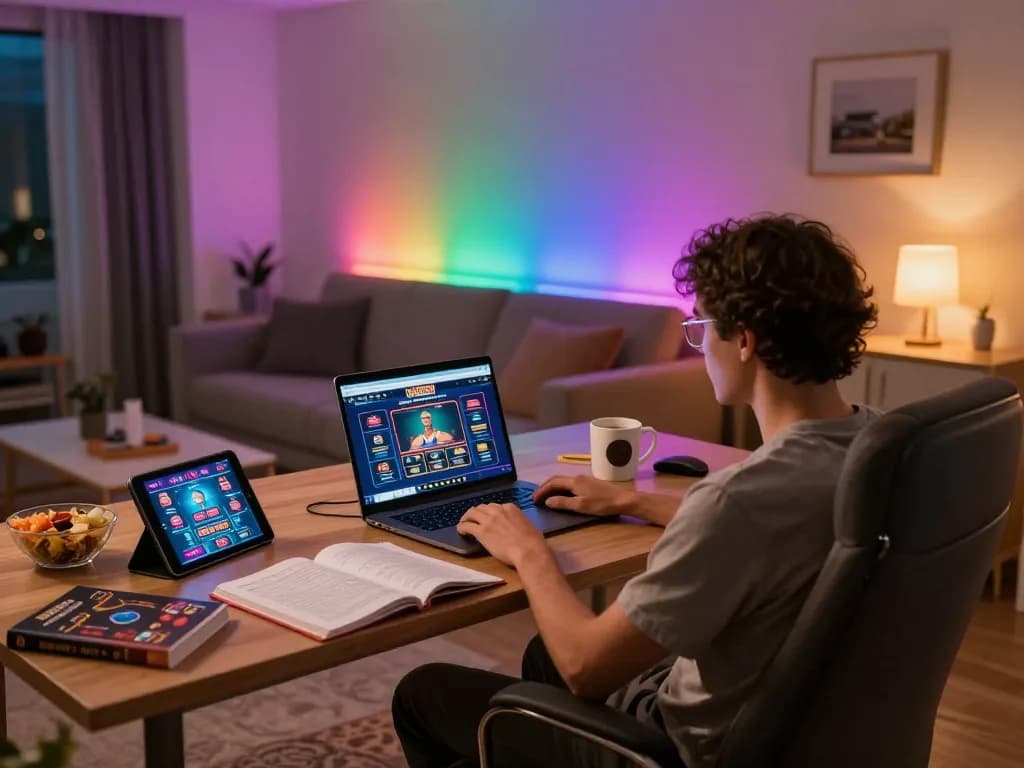 Engaging online casino gaming experience at MB668 with cozy home setup for strategic gameplay
