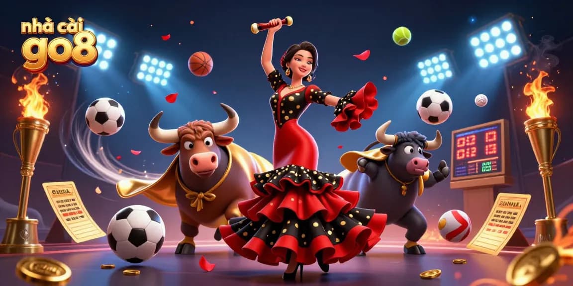 Engage with nhà cái go8 through this vibrant 3D casino illustration showcasing dynamic characters and gaming elements.