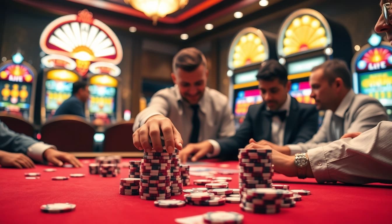 Exciting poker action at https://i9bet2h.club with vibrant chips and cards on the table.