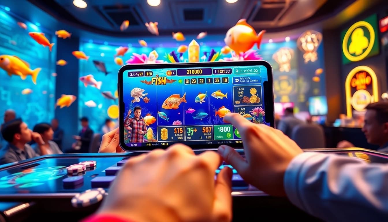 Experience thrilling bắn cá online gameplay with vibrant fish and engaging casino elements in this vivid image.