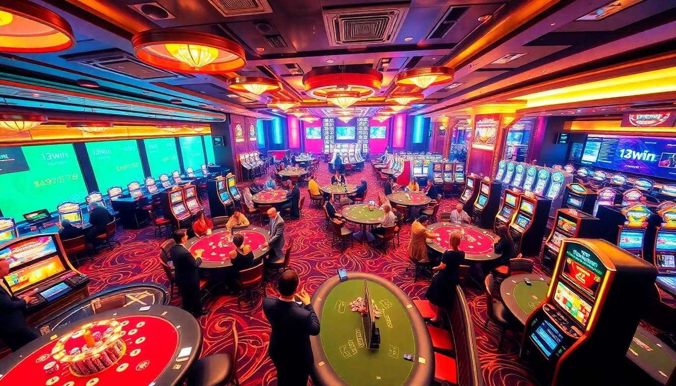 Players enjoying thrilling games at the 13win casino with vibrant tables and exciting atmosphere.