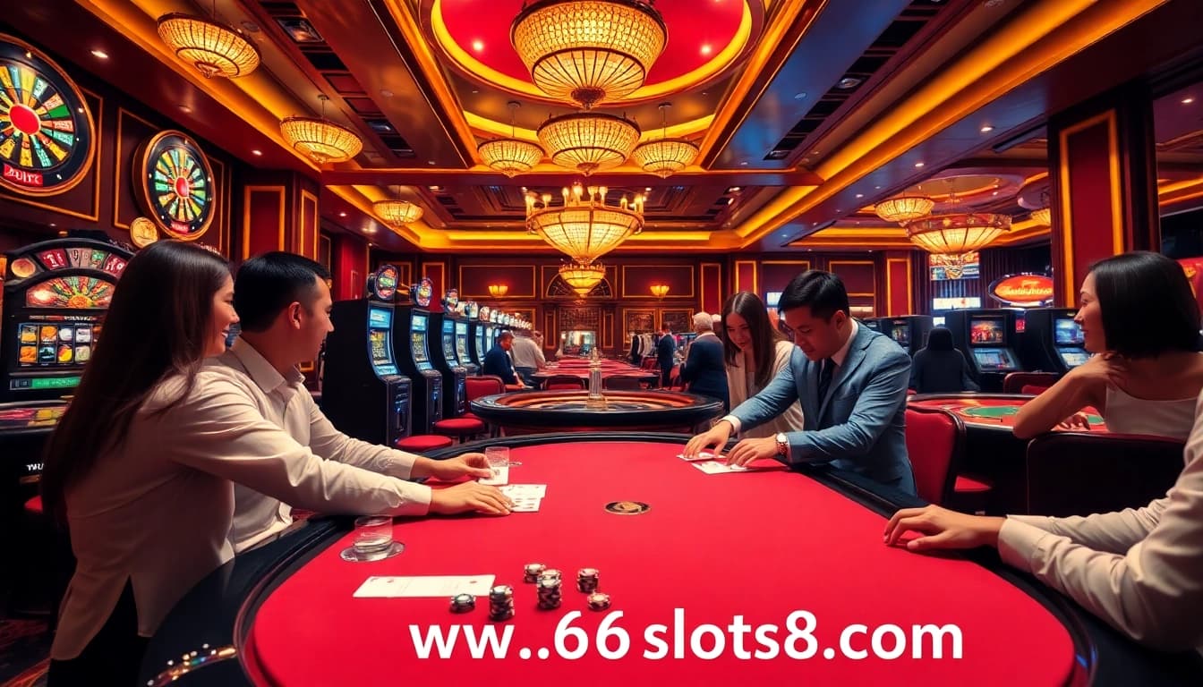 Experience the excitement of slots at https://www.66slots8.com/ with vibrant casino interiors and engaging gameplay.