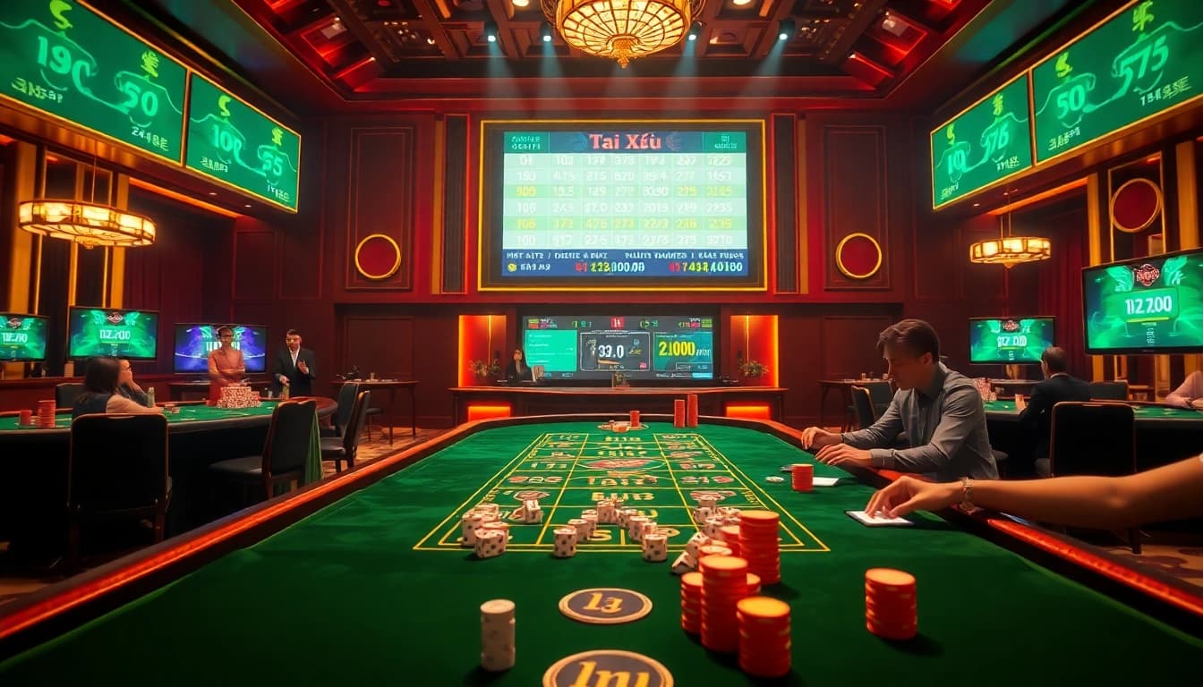 Engaging players in a thrilling go88 tài xỉu online game with vibrant casino elements.
