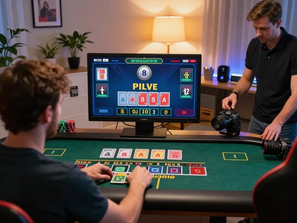 Engaging blackjack gameplay at home featuring cloud-africa live dealer experience with user making strategic bets.