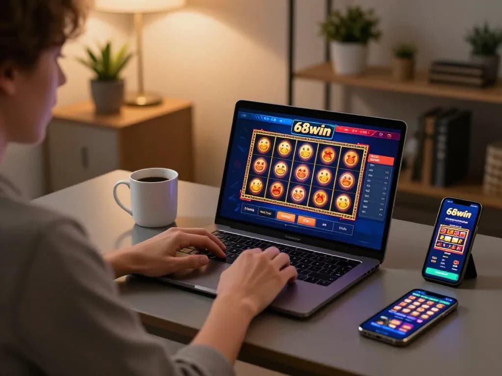 Using the 68win platform for an engaging online casino gaming experience at home.