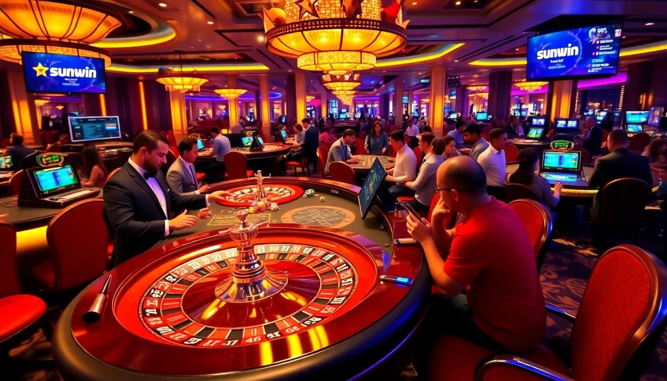 Experience the thrill of sunwin at an upscale casino table, filled with excitement and gameplay.