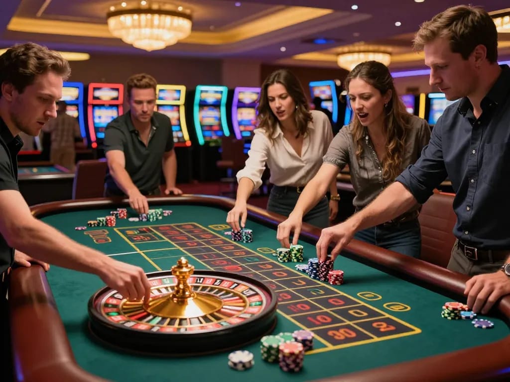 KK55 thrills players at a roulette table with spinning wheel and colorful chips