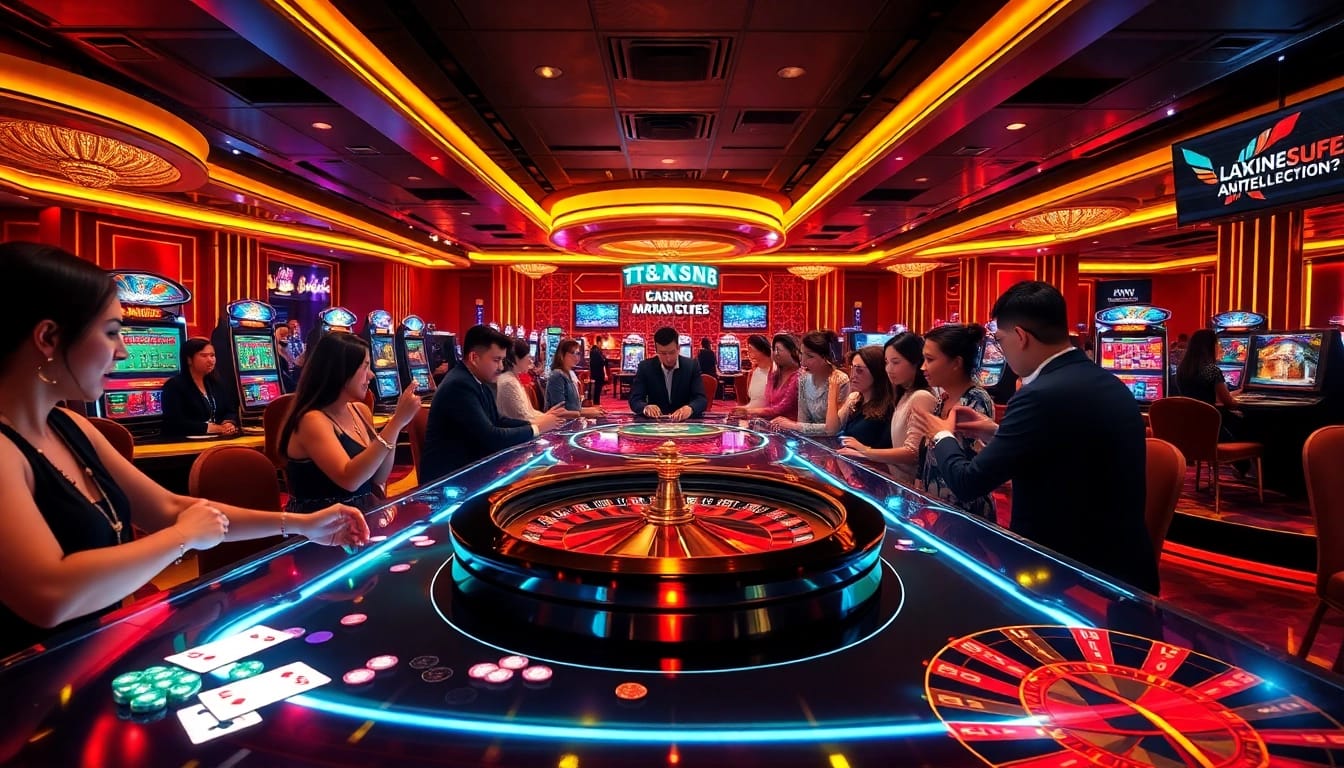 Experience thrilling gameplay at max88 vin apk, featuring a colorful casino environment with engaged players.