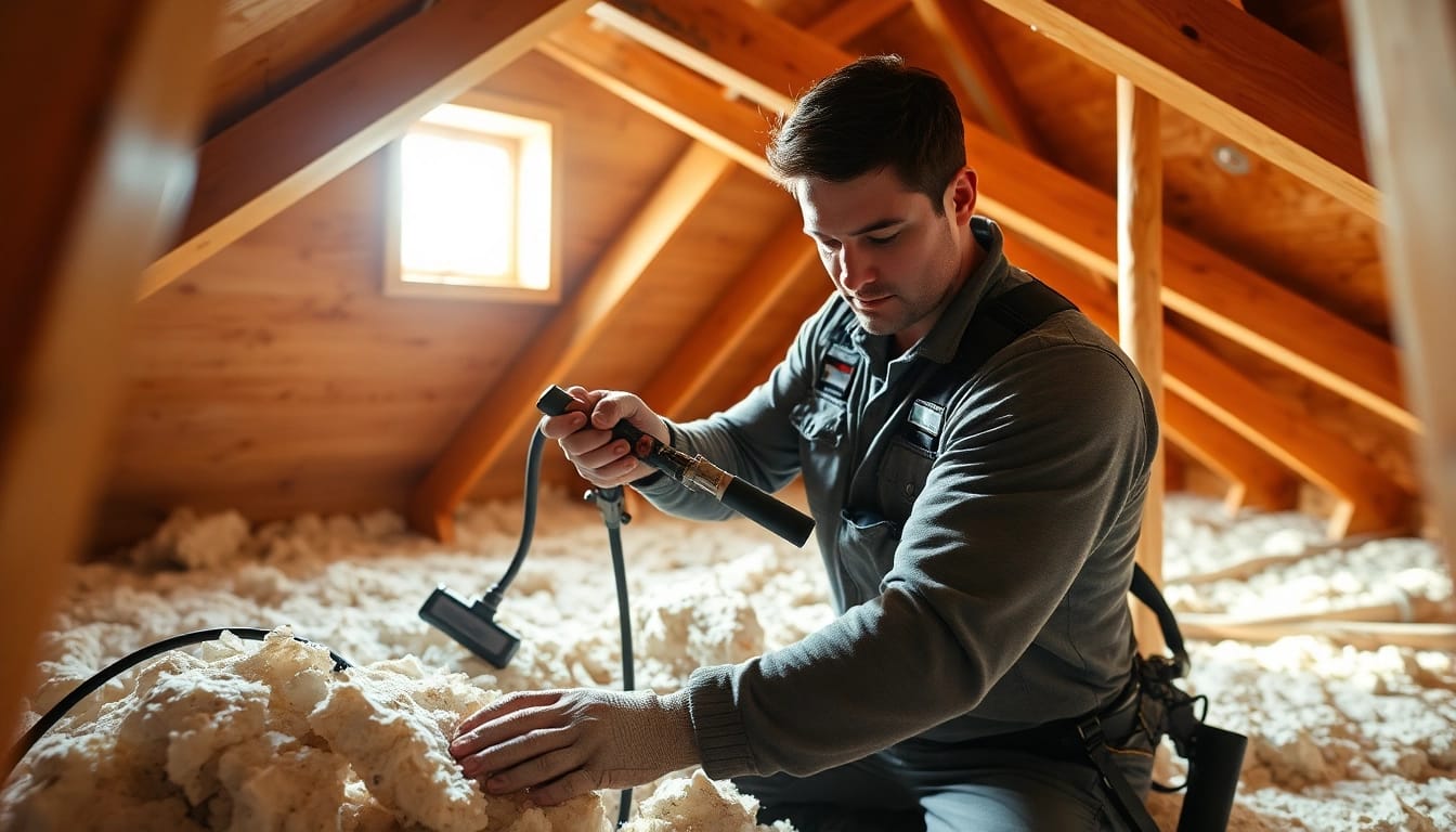 Expert spray foam removal Hampshire technician expertly working to eliminate insulation in an attic.