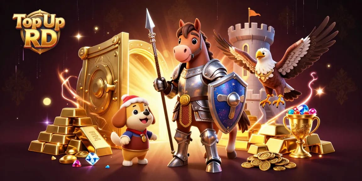 Top Up RD dengan akses mudah dan aman dalam ilustrasi 3D kaya detail.
