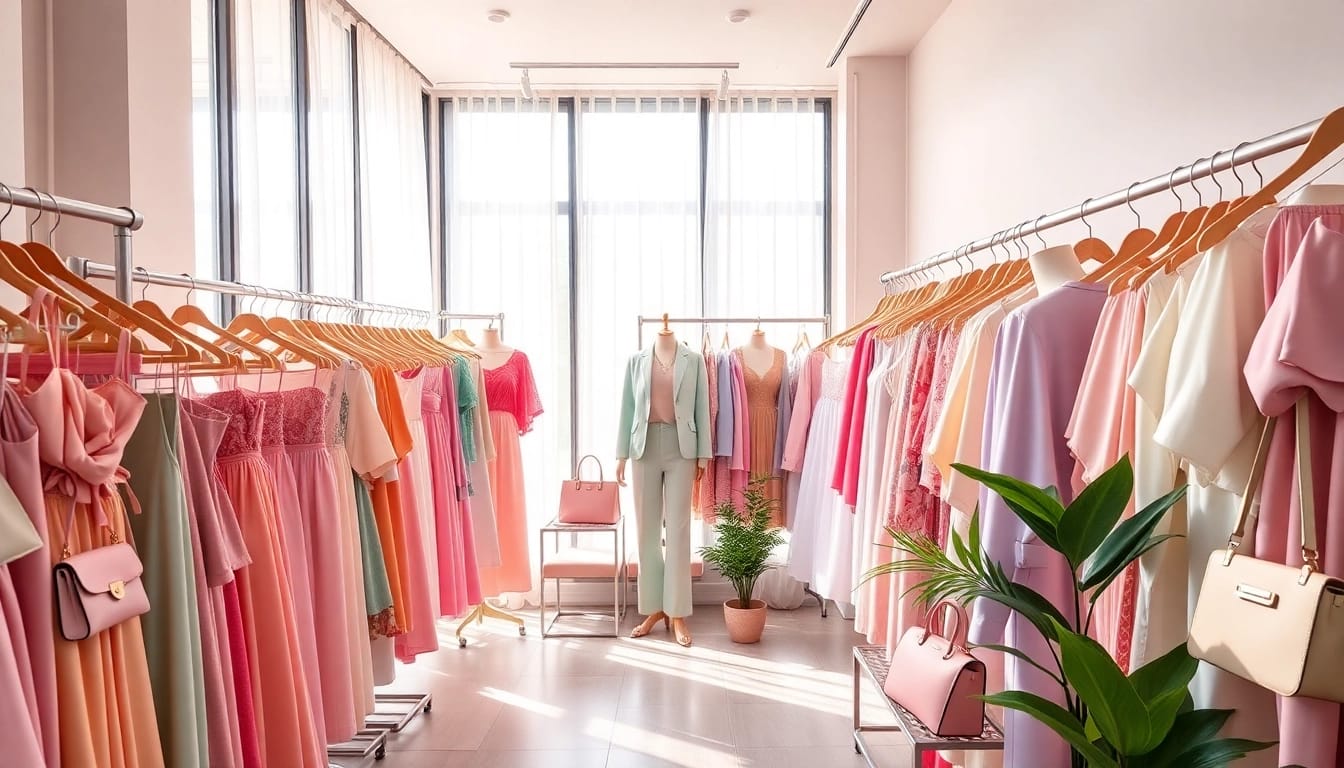 Explore vibrant Women Fashion pieces in a chic boutique showcasing stylish dresses and accessories.