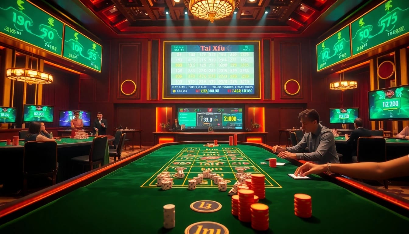 Engaging players in a thrilling go88 tài xỉu online game with vibrant casino elements.