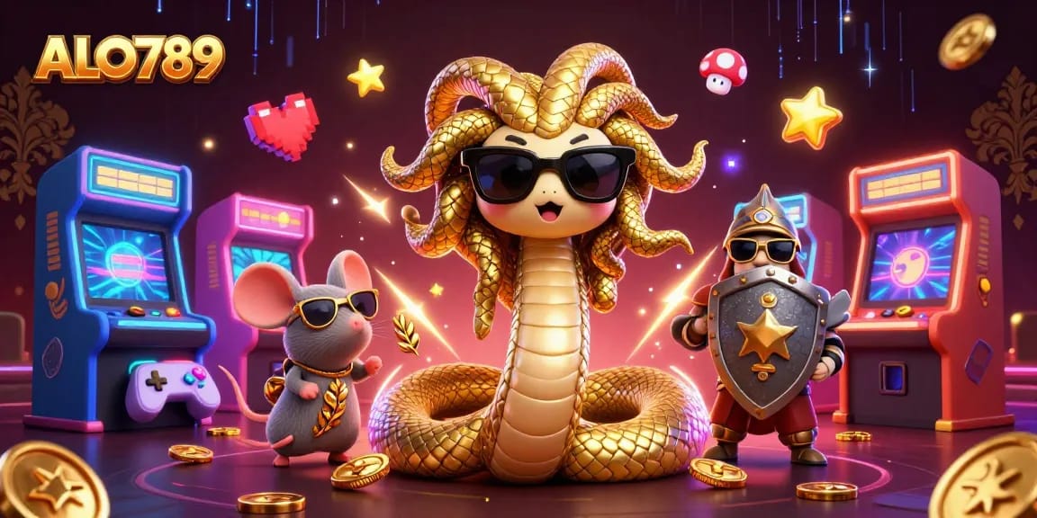 Experience thrilling ALO789 cockfighting with colorful 3D casino elements in a lively digital environment.