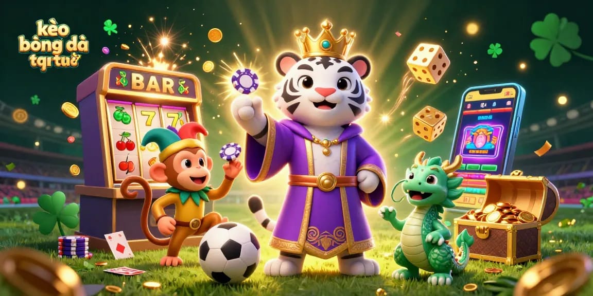 Bet on kèo bóng đá trực tuyến and experience a vibrant scene of animated characters in a rich 3D environment.