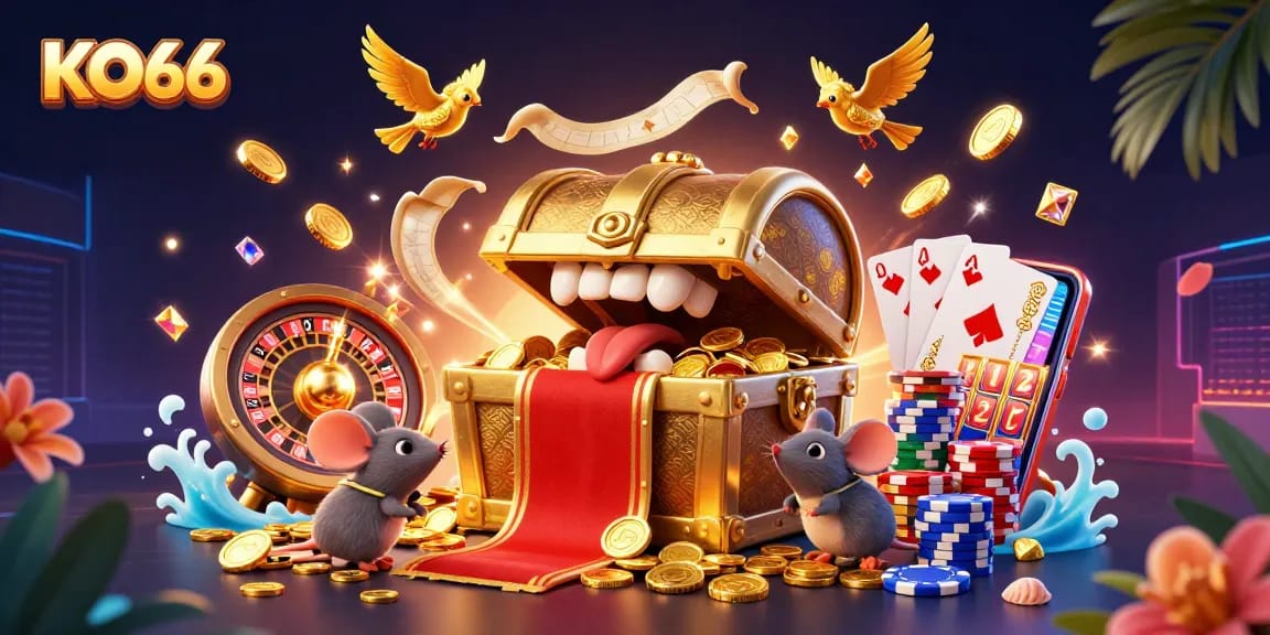KO66 captivates gamblers with a vibrant treasure scene filled with riches and excitement.