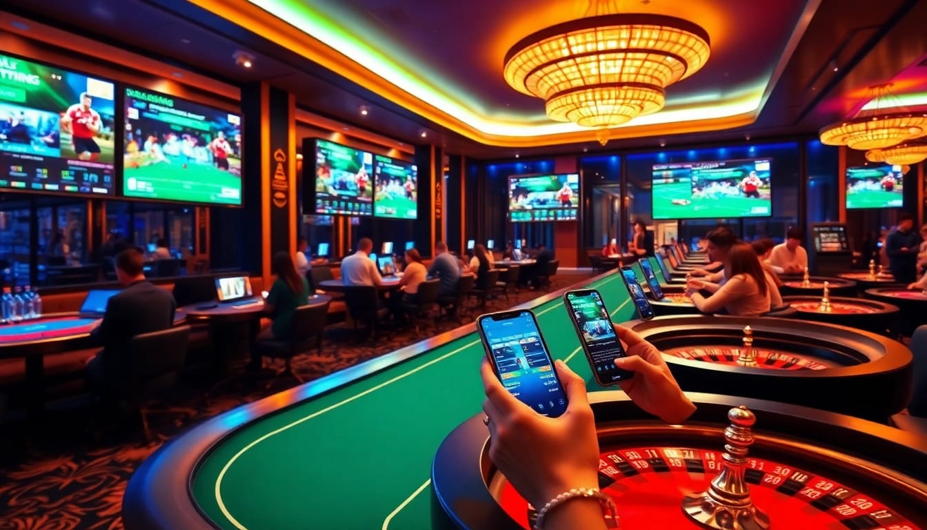 Exciting betting experience at stimmgewitter.org's modern casino with dynamic lighting and engaging users.