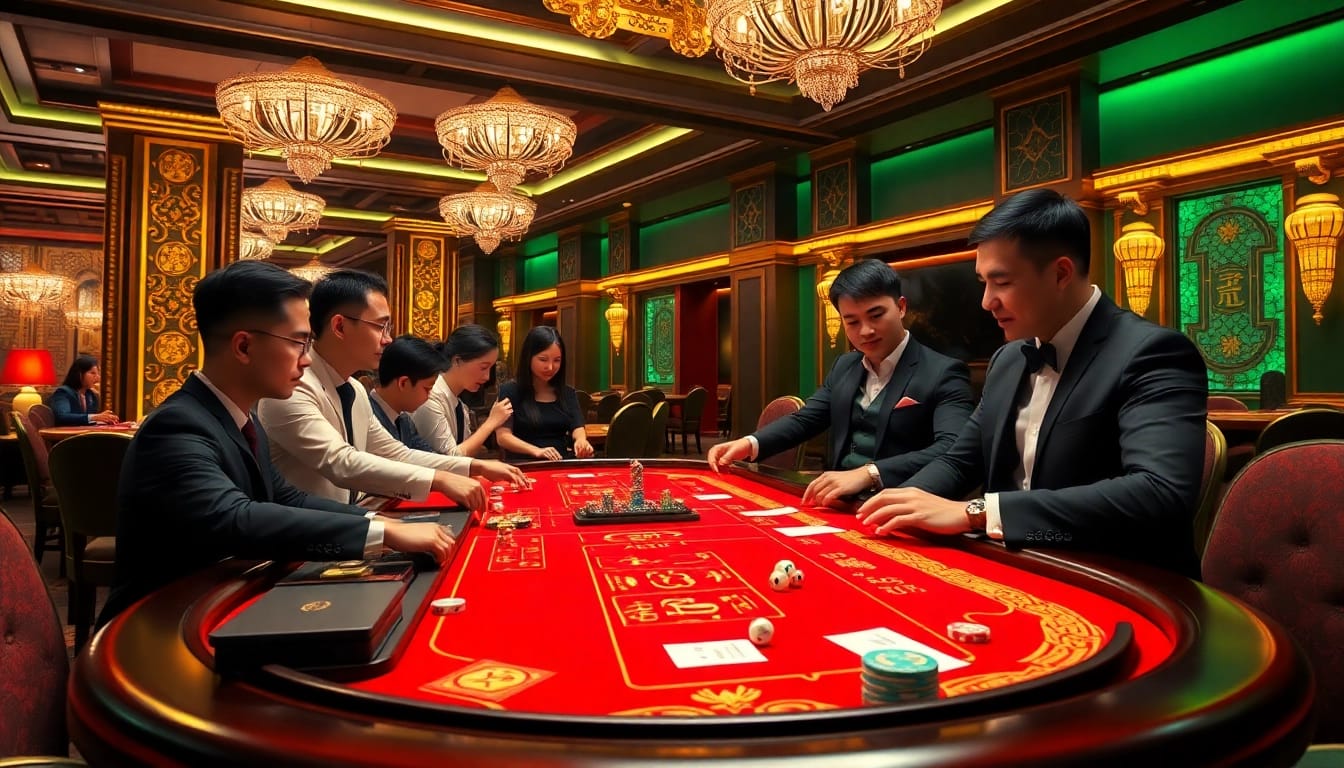 Tài xỉu Xanh chín table showcasing luxurious casino atmosphere with vibrant players.