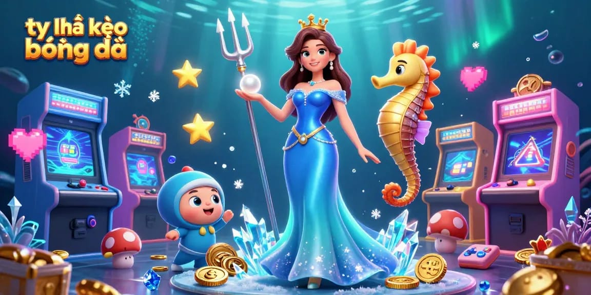 Engage in thrilling tỷ lệ kèo bóng đá with dynamic 3D illustration of a woman and seahorse king.