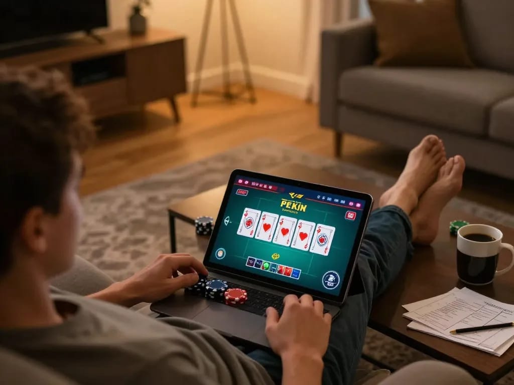 Engaging online gameplay at https://dagatructiep.co.uk/ with a live poker table and cozy home setting