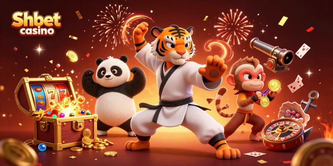 Engage in thrilling gameplay at Shbet casino featuring vibrant 3D characters and dynamic casino elements.