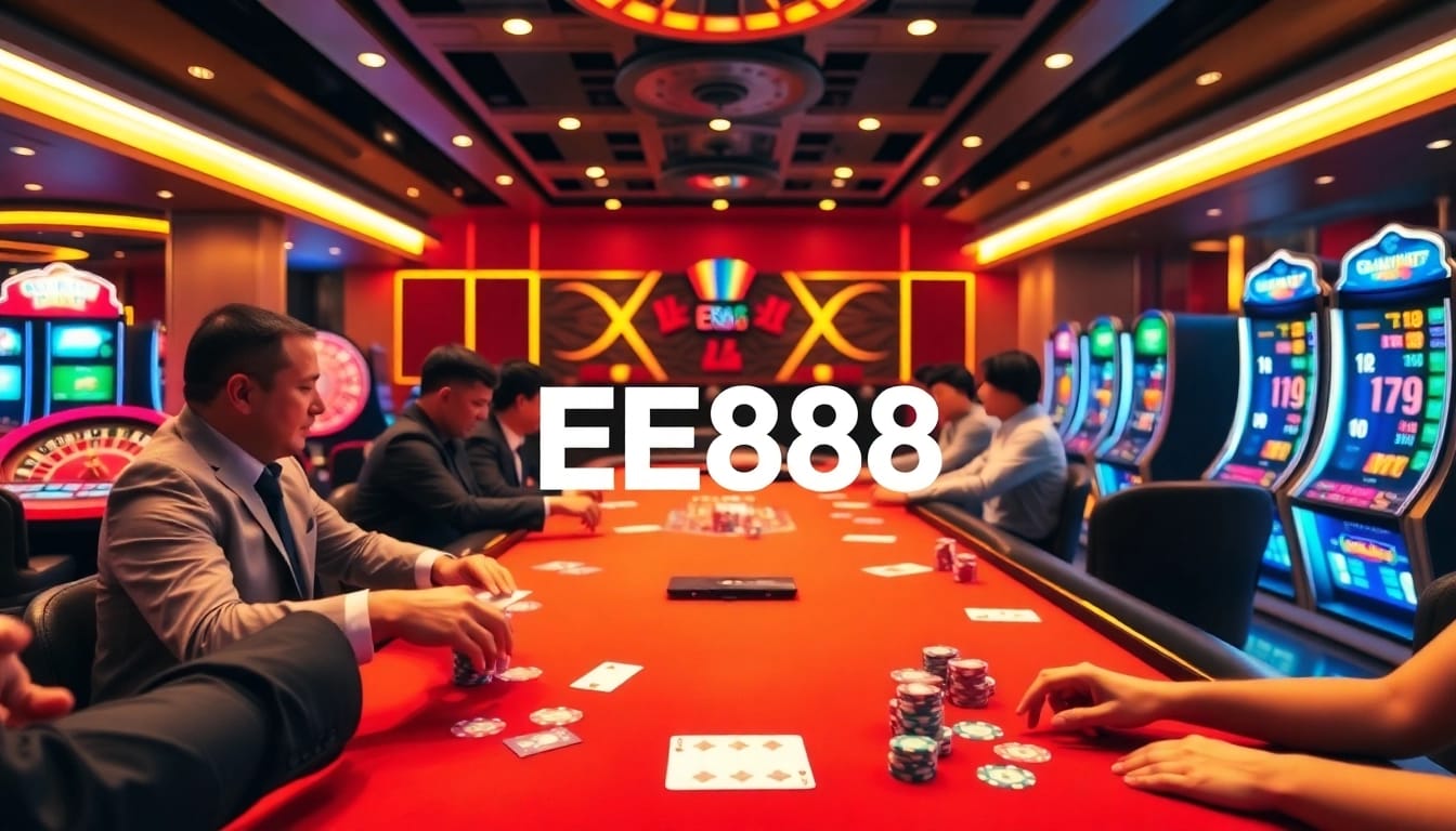 Experience high-stakes gaming at EE888 with vibrant poker scenes and strategic play.