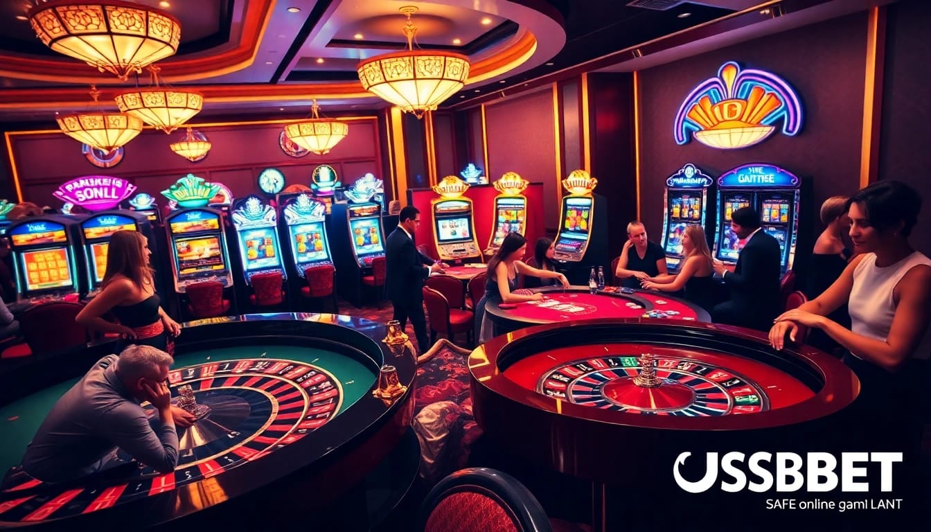 Experience the excitement at USBET's casino with players immersed in engaging games.