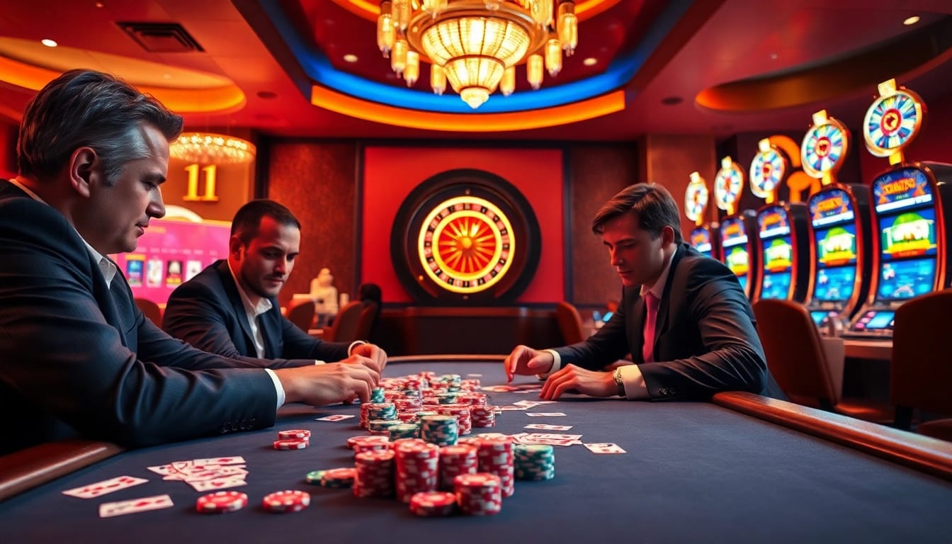Experience the thrill of rikvip at a vibrant casino table surrounded by excitement.