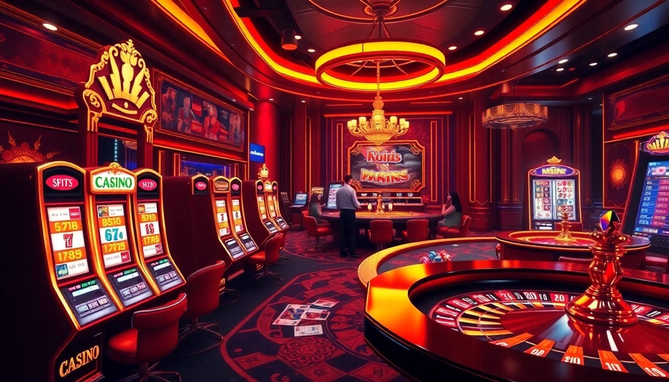 Nohu gaming scene with luxurious slot machines and players enjoying online gambling excitement.