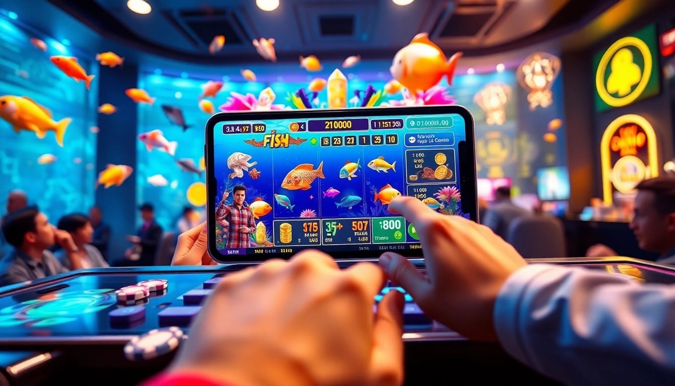 Experience thrilling bắn cá online gameplay with vibrant fish and engaging casino elements in this vivid image.