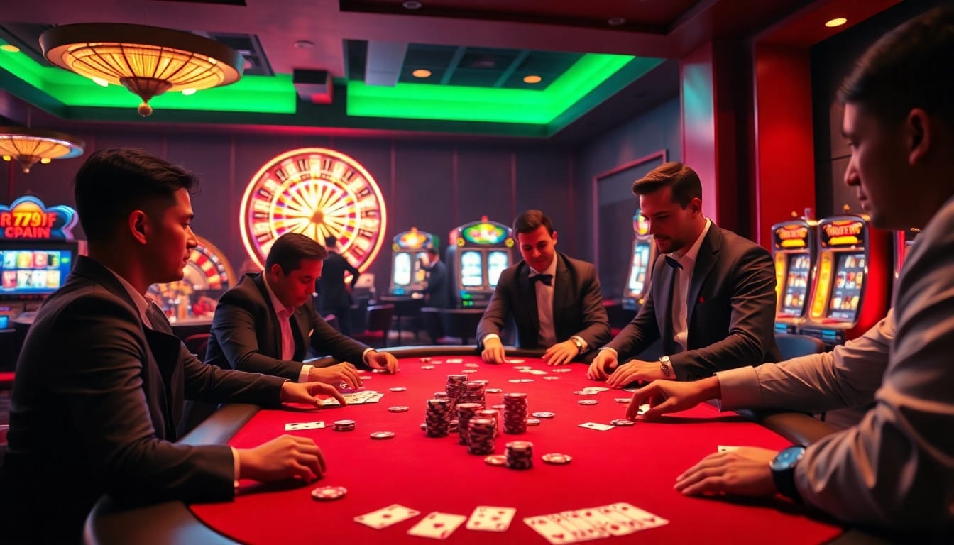 Experience the thrill of high-stakes poker at 789f with vibrant poker chips and elegant players.