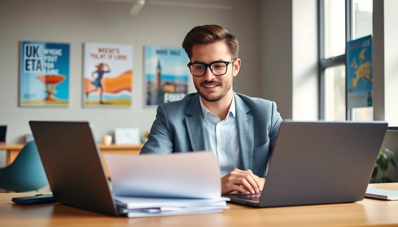 Complete your uk eta online application with essential travel documents and a professional setup.