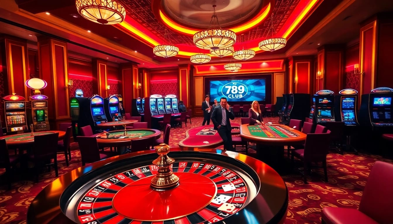 Experience the excitement of 789CLUB with luxurious casino gaming tables and vibrant atmosphere.