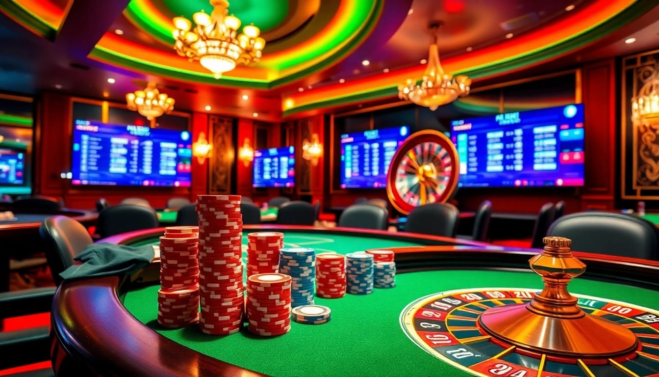 Engage with the thrilling atmosphere at https://king88b.us.com/ featuring vibrant poker tables and roulette wheels.