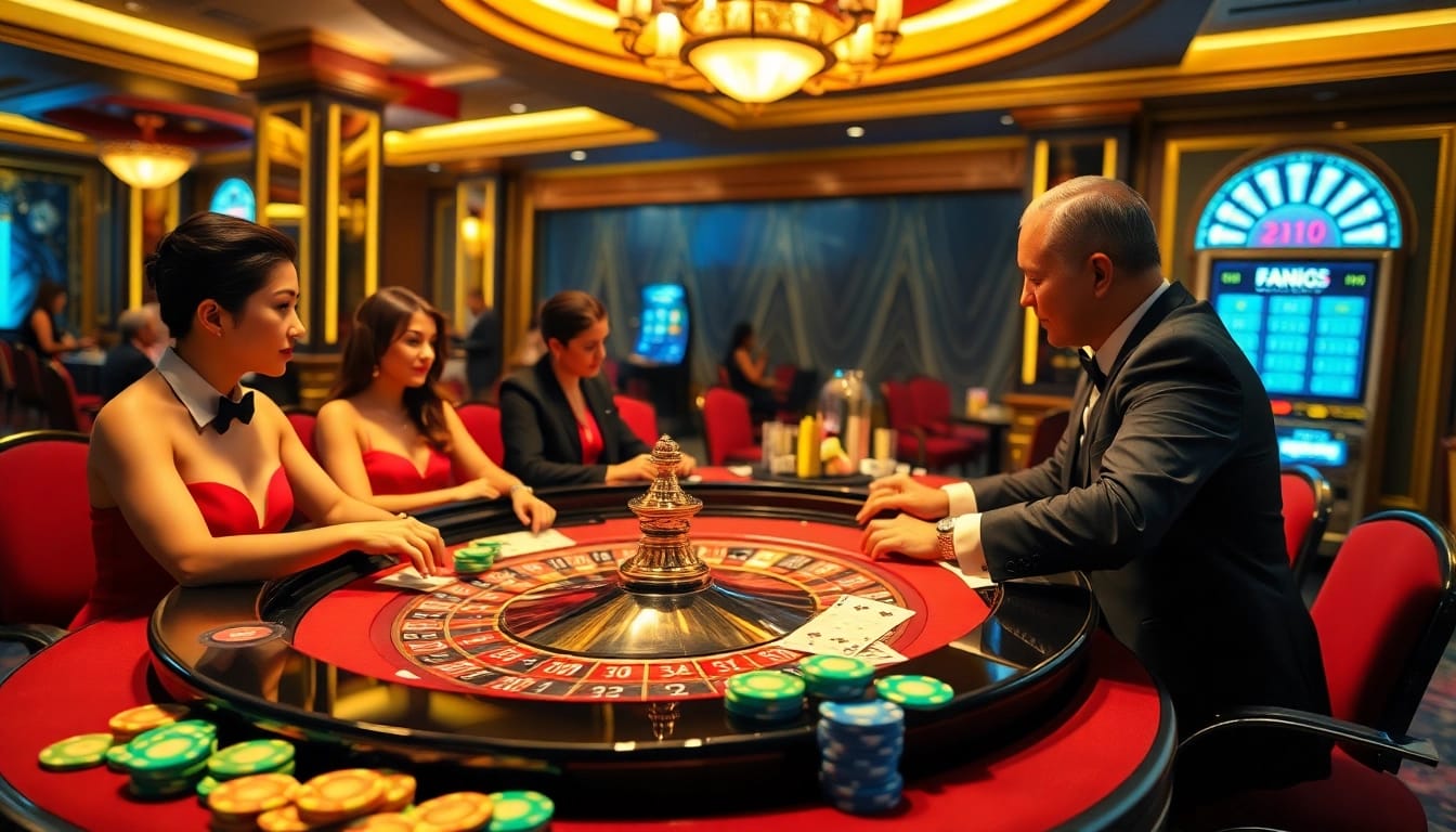 Experience vibrant casino excitement at rik vip with players enjoying roulette and slots.