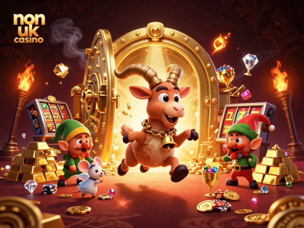Experience high-stakes action at a non uk casino featuring vibrant characters and dynamic gaming elements.