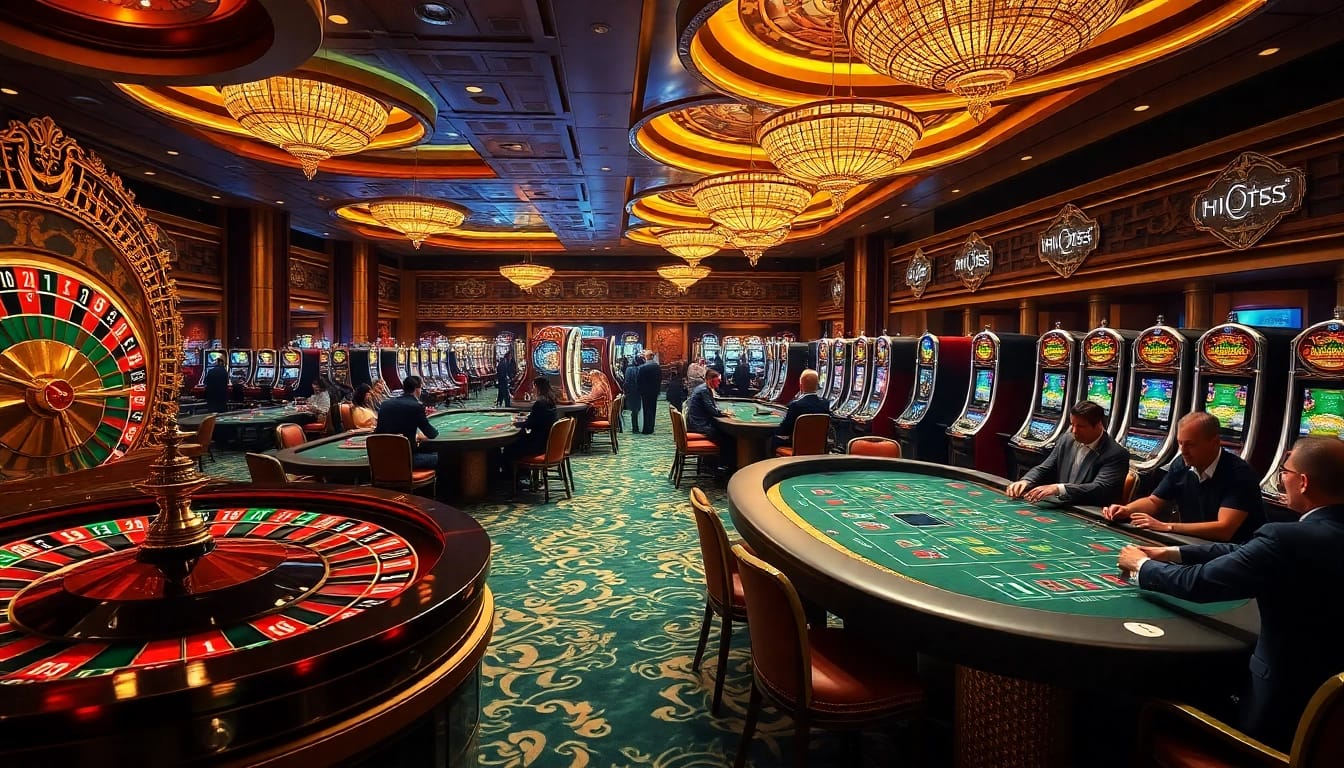 "Engage in winning strategies with crush ai amid a vibrant casino scene featuring roulette, craps, and slot machines."