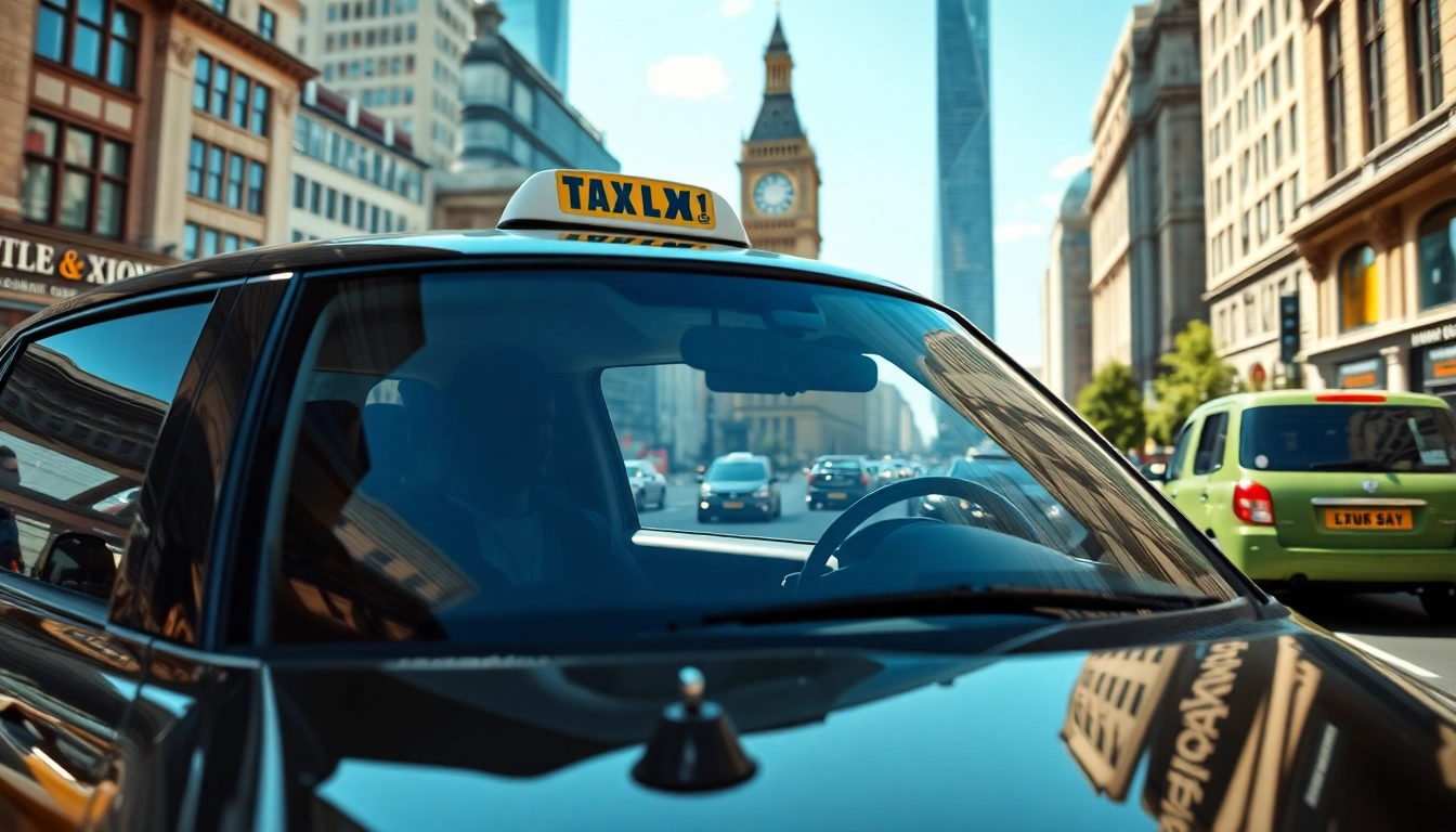 Minicabs driving through busy urban streets, showcasing a modern, professional service.