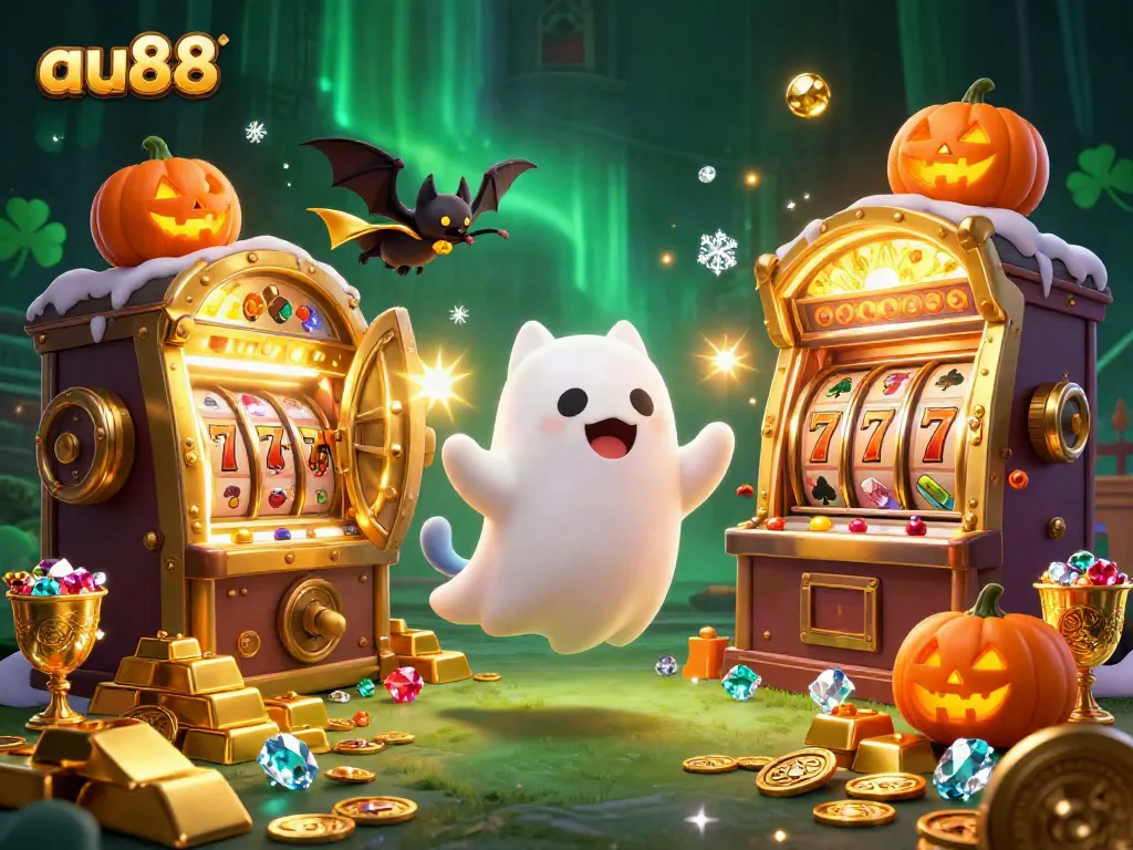 Experience winning excitement with au88's haunted casino as friendly ghost characters bring luck.