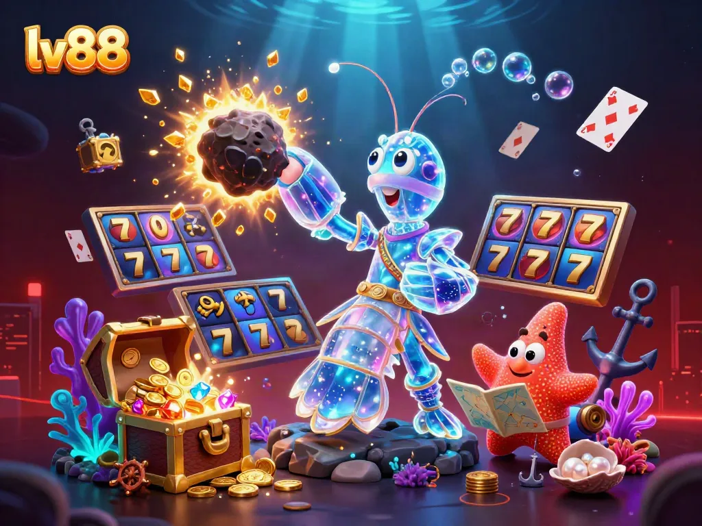 Engage with lv88's thrilling online gaming atmosphere, featuring colorful slots and vibrant underwater scenes.