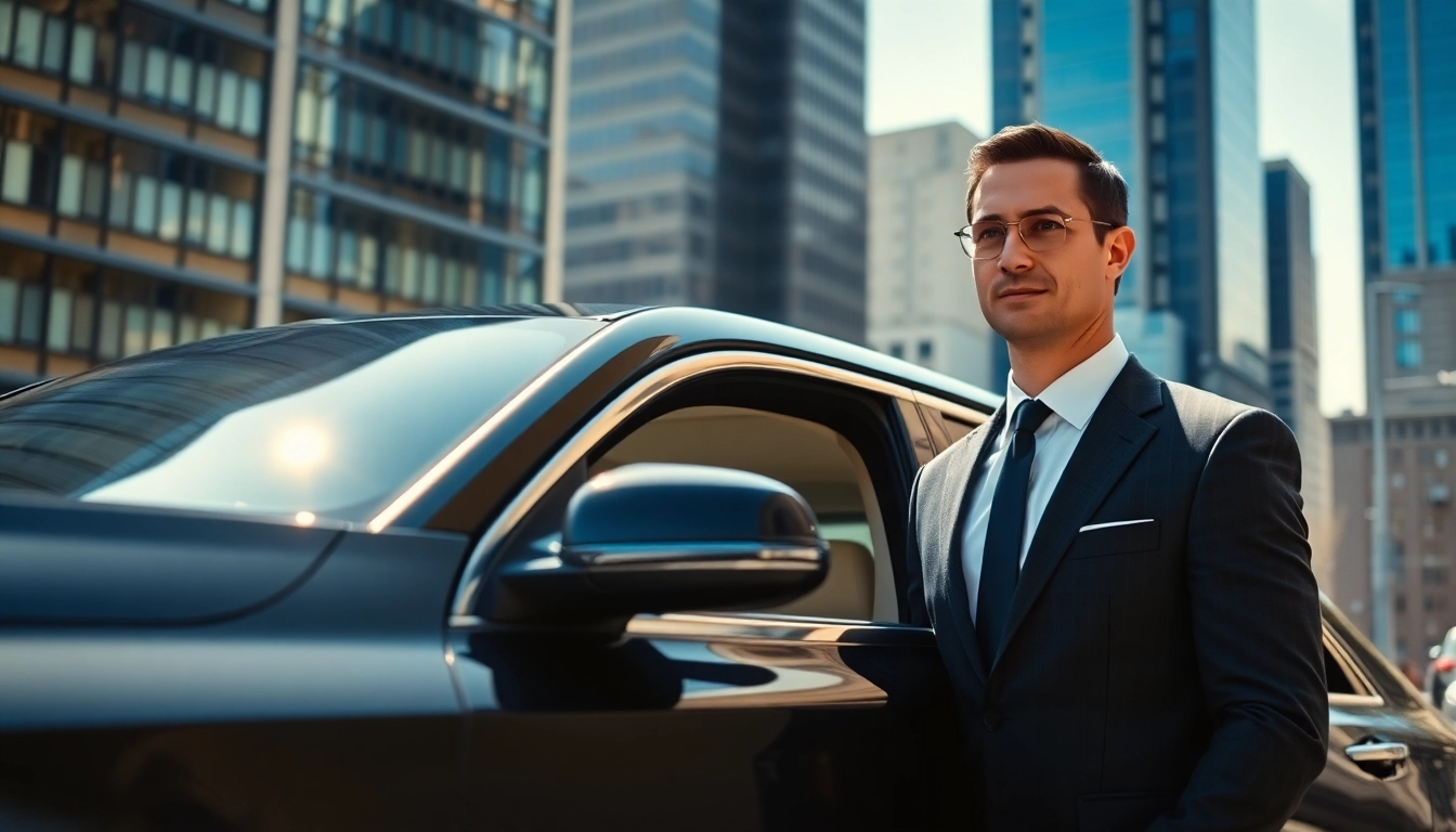 Experience chauffeur services near me with a professional driver and luxury vehicle in a vibrant city.