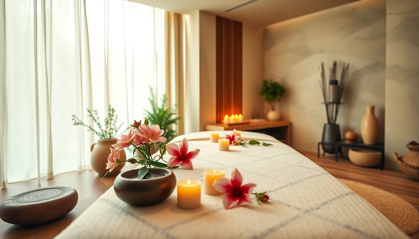 Spa Ads highlighting a serene spa atmosphere with a massage table, candles, and soothing decor.