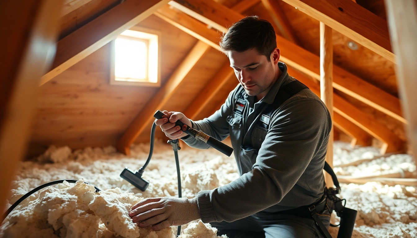 Expert spray foam removal Hampshire technician expertly working to eliminate insulation in an attic.