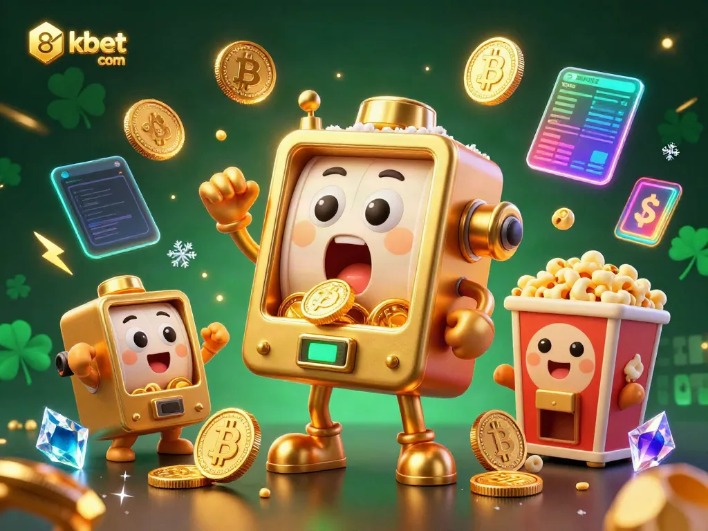 Experience thrilling wins with 8xbet com's vibrant slot machine scene filled with crypto elements.