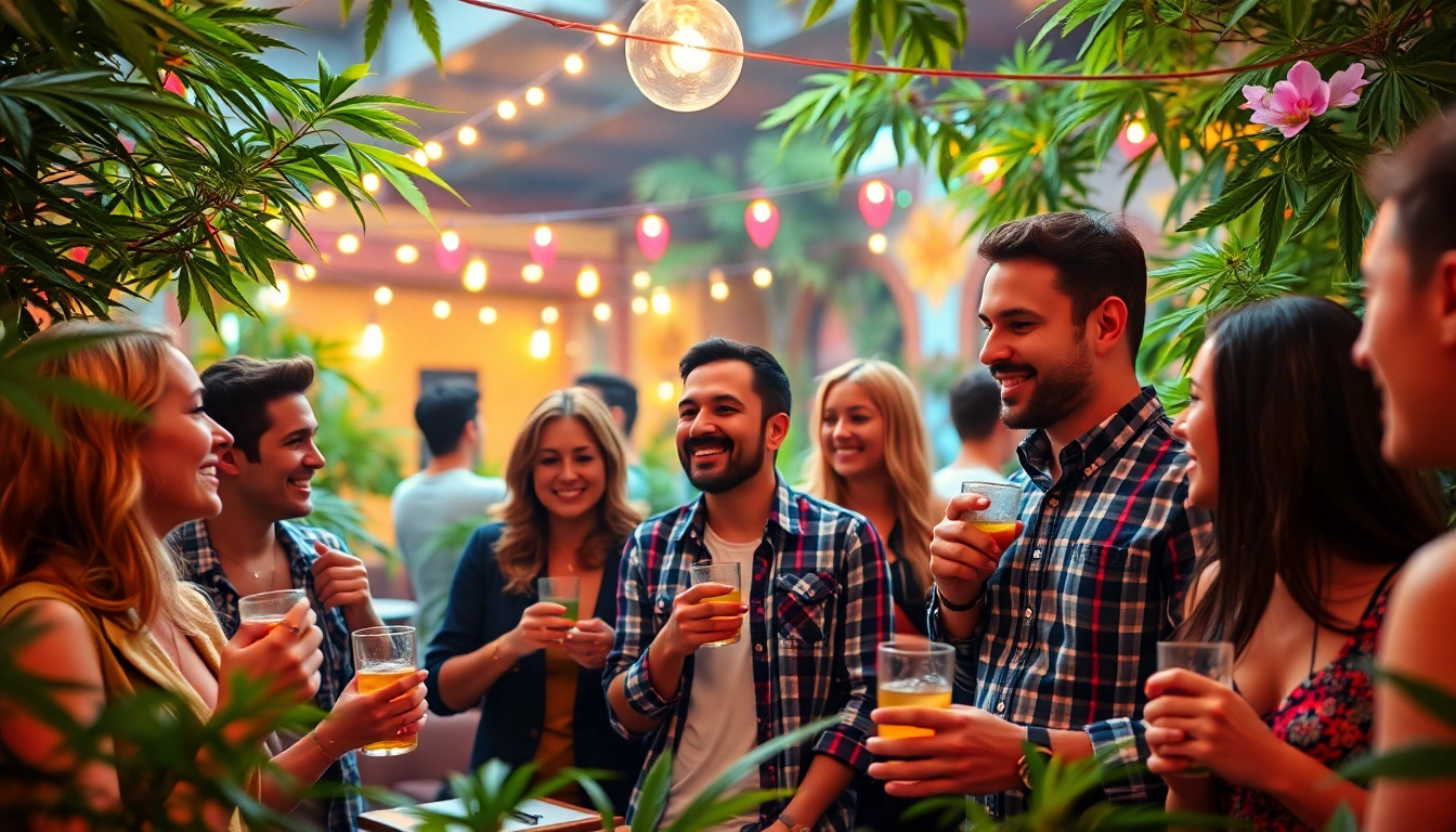 Vibrant Weed Club Lloret De Mar setting with enthusiasts enjoying and socializing atmospherically