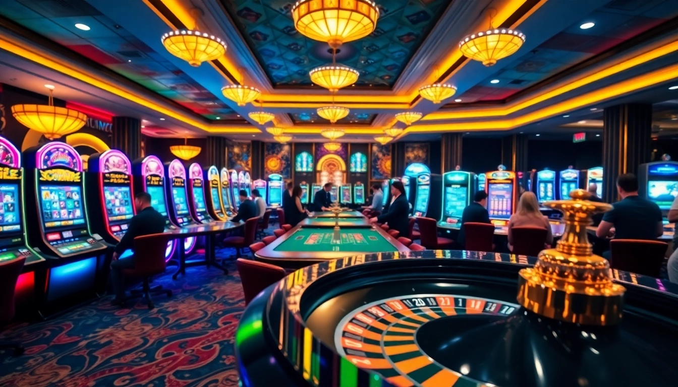 Experience the thrill of gambling at xin88 đăng nhập with vibrant casino tables and spinning roulette wheels.