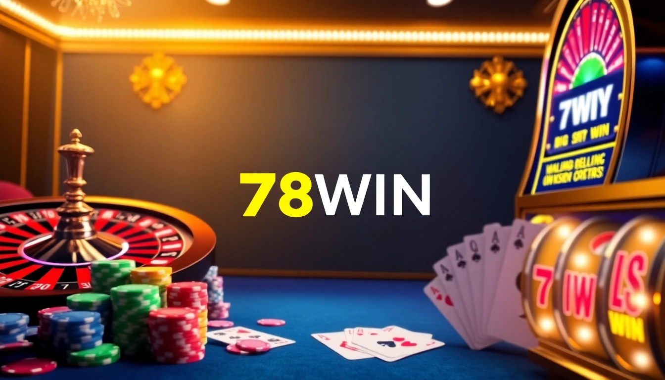 Experience thrilling gameplay at nhà cái 78win with poker chips and roulette.