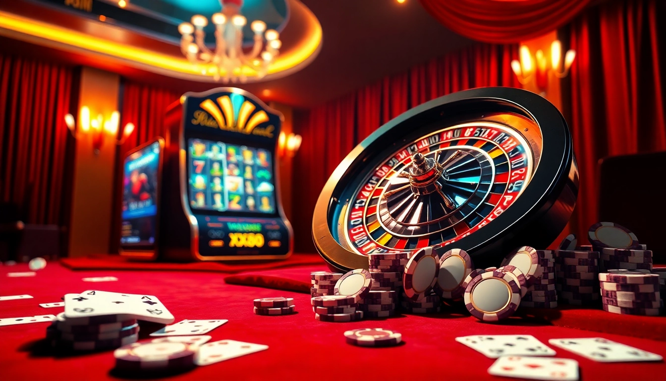 Experience a thrilling game of chance at xx88 with luxurious casino visuals and vibrant slot machines.