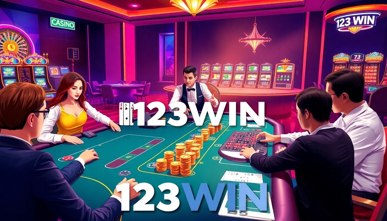 Experience the thrill of gambling at 123WIN with vibrant casino action and professional dealers.
